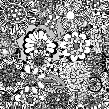 Floral doodle vector illustration Illustrazione stock