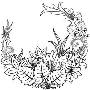 Floral doodle. Vector illustration zentangl. Meditative exercises. Coloring book Stock Illustration