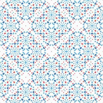 Floral Dot Pattern Blue Red Boho Stock Illustration