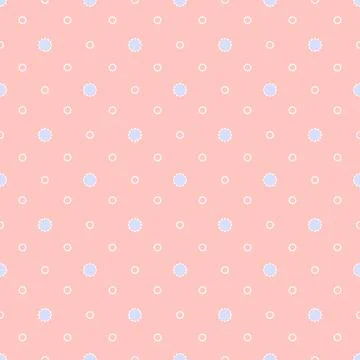 Floral dot pattern of daisies.  Polka dots seamless pattern in pastel pink to Stock Illustration