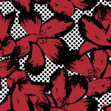 Floral Dotted Seamless Pattern Design Stock Illustration