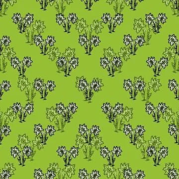 Floral Drawing Seamless Pattern Design Stock Illustration