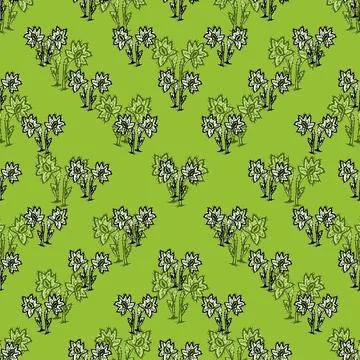 Floral Drawing Seamless Pattern Design Mixed media collage technique natur... Stock Photos