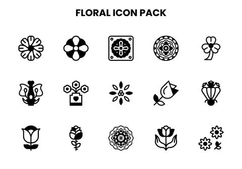 Floral DuoTone Vector Icons Pack Stock Illustration