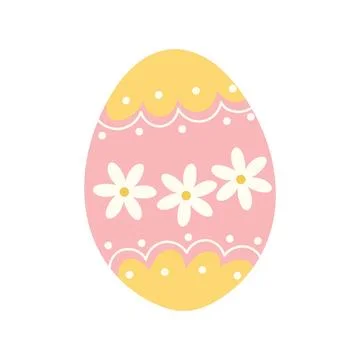 Floral Easter Egg with Daisy Pattern  Pastel Spring Illustration Stock Illustration