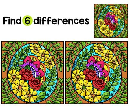Floral Easter Egg Find The Differences Stock Illustration