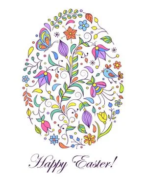Floral easter egg Stock Illustration