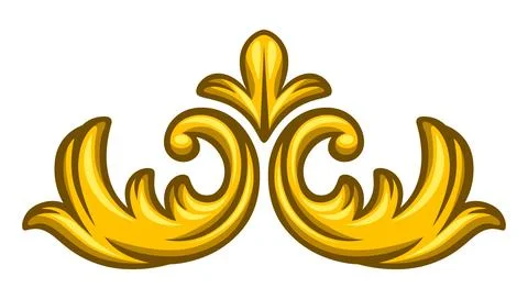 Floral element in baroque style. Decorative curling plant. Stock Illustration