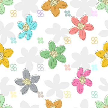 Floral element on bright seamless background. Stock Illustration