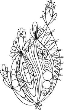 Floral element for coloring Stockillustratie
