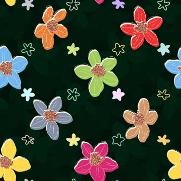 Floral element on dark seamless background.. Stock Illustration