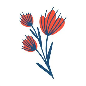 Floral element in doodle style. Vector design for spring summer invitation Stock Illustration