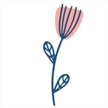 Floral element in doodle style. Vector design for spring summer invitation Stock Illustration