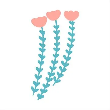 Floral element in doodle style. Vector design for spring summer invitation Stock Illustration