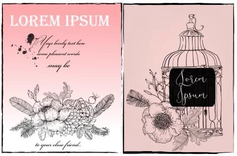 Floral elements -black and white Illustrazione stock