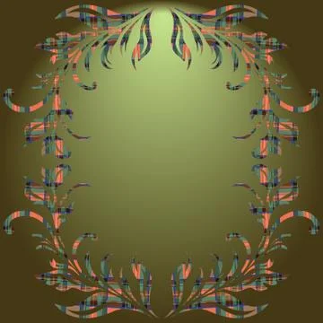 Floral elements green gradient background Stockillustratie