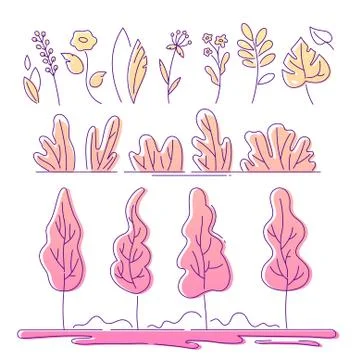 Floral elements - modern flat design style elements Illustrazione stock