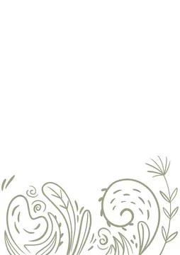 Floral elements with organic shapes, simple hand drawn border or frame for so Stock Illustration