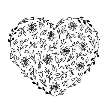 Floral elements in the shape of a heart Illustrazione stock
