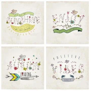 Floral elements of vintage.  phrases  in vector Stock Illustration