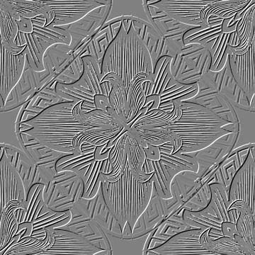 Floral embossed 3d seamless pattern. Vector vintage textured background. Repe 스톡 일러스트