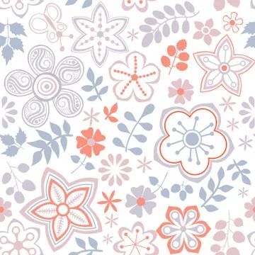 Floral endless pattern in pink. ornate floral seamless texture, endless patte Stock Illustration