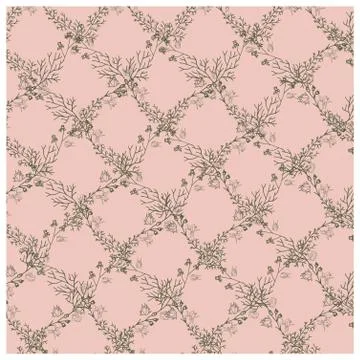 Floral endless pattern of rhombuses, pink background. Illustrazione stock