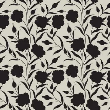 Floral engraved seamless pattern. Flower garden background Illustrazione stock