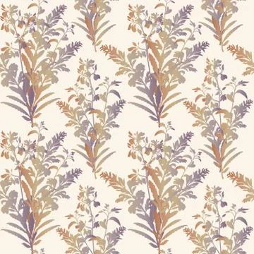 Floral engraved seamless pattern. Flower garden background Stock Illustration