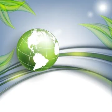 Floral environmental frame with globe Stock Illustration