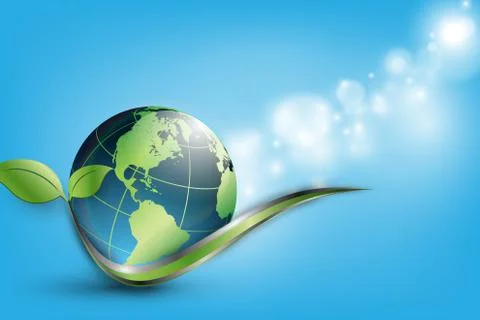 Floral environmental vector frame with globe Stock Illustration