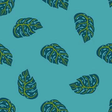 Floral exotic seamless pattern with doodle random monstera shapes ornament. B Stock Illustration