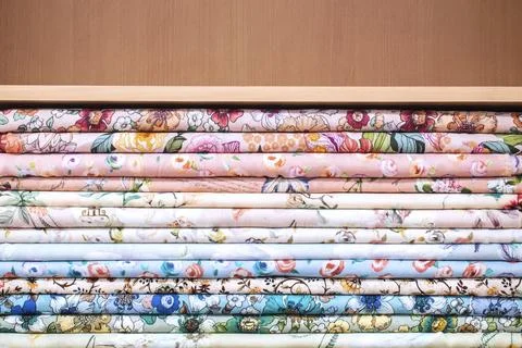 Floral Fabric Stack Shelf Foto stock