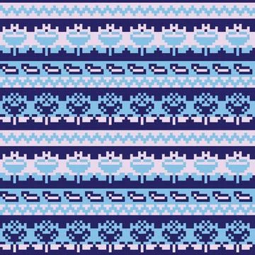 Floral Fair Isle Seamless Pattern Design Stock Illustration