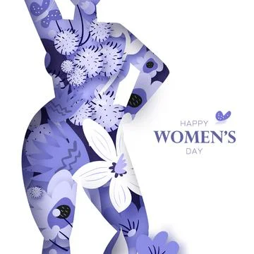 Floral female silhouette. Dancing woman. Flower bouquet. Happy Women's day Stock Illustration