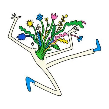 Floral Figure Leaping Stock Illustration