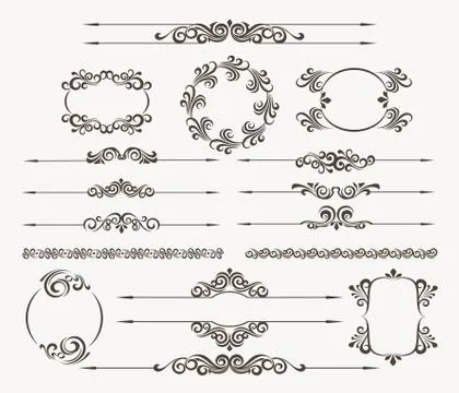 Floral filigree design element set Stock Illustration