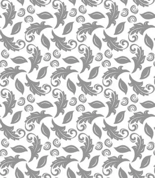 Floral Fine Seamless Vector Silver Pattern Stock Illustration