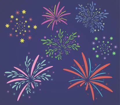 Floral firework set Stock Illustration