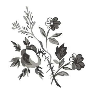 Floral flower set vector isolated white doodle vintage element decorative Stock Illustration