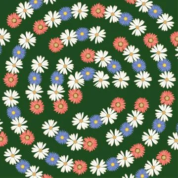 Floral flowers circle seamless pattern Stock Illustration