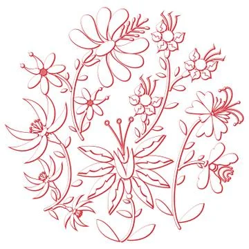 Floral folk pattern in circle with 3 d effect Illustrazione stock