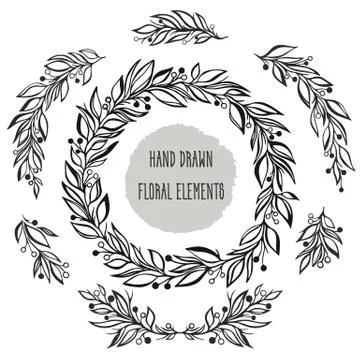 Floral frame  and elements Stock Illustration