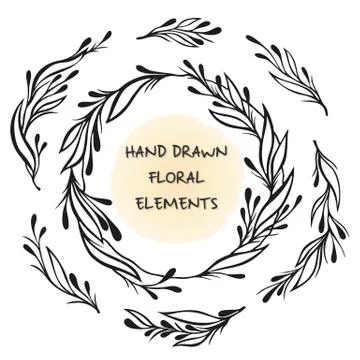 Floral frame and elements 库存插图