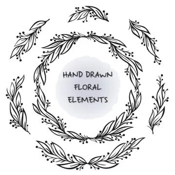 Floral frame and elements 库存插图