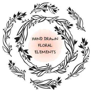 Floral frame and elements イラスト素材