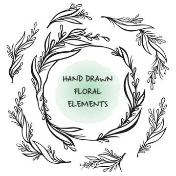 Floral frame and elements Stock Illustration