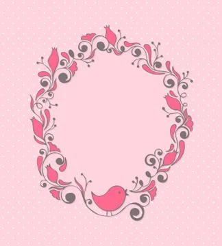Floral frame with bird Stock Illustration