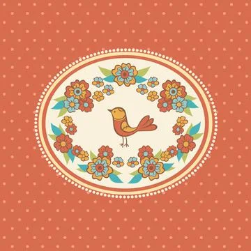 Floral frame with bird. Stock Illustration