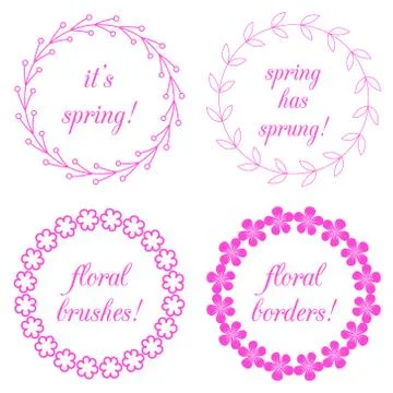 Floral frame brush set Stock Illustration